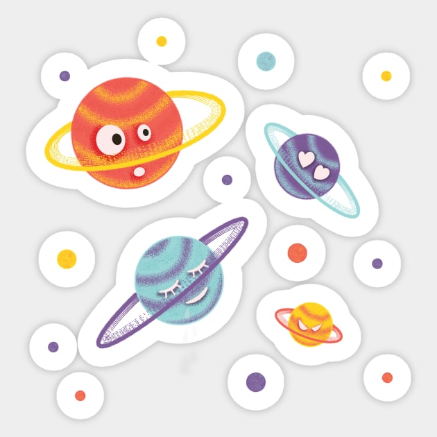 Cute Planets Cartoon Space Sticker by Boriana Giormova